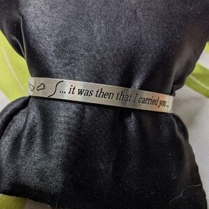 JCM Stainless Steel Cuff Bracelet "Footprints" Saying, 7.75"